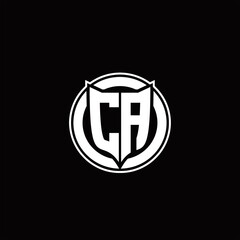 CA Logo monogram with shield and circluar shape design tamplate