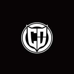 Naklejka premium CO Logo monogram with shield and circluar shape design tamplate