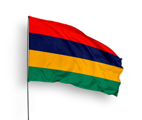 Mauritius flag isolated on white background. close up waving flag of Mauritius. flag symbols of Mauritius. Concept of Mauritius.