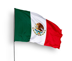 Mexico flag isolated on white background. close up waving flag of Mexico. flag symbols of Mexico. Concept of Mexico.