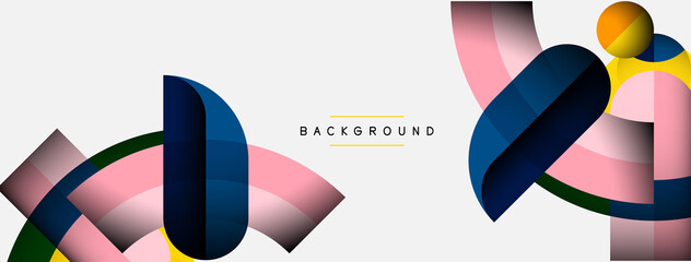 Fototapeta premium Trendy shapes, color minimal design composition, lines and shadows for wallpaper banner background or landing page