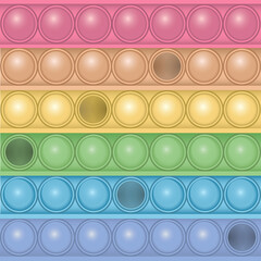 Pop it vector background texture. Toy antistress Pop it on a white background. Pop it pattern in delicate color. Vector illustration