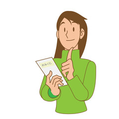 おみくじを見て微笑む女性