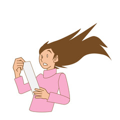 領収書を見て驚く女性