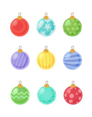 Set of Christmas balls with patterns. 