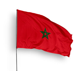 Morocco flag isolated on white background. close up waving flag of Morocco. flag symbols of Morocco. Concept of Morocco.
