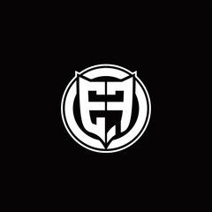 EF Logo monogram with shield and circluar shape design tamplate