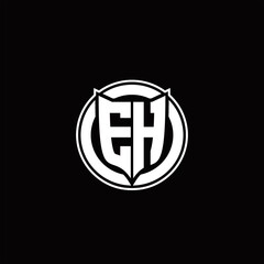 EH Logo monogram with shield and circluar shape design tamplate