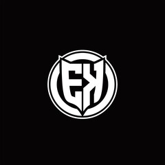 EK Logo monogram with shield and circluar shape design tamplate