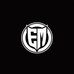 EM Logo monogram with shield and circluar shape design tamplate