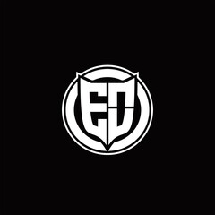EO Logo monogram with shield and circluar shape design tamplate