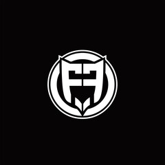 FF Logo monogram with shield and circluar shape design tamplate