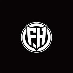 FH Logo monogram with shield and circluar shape design tamplate