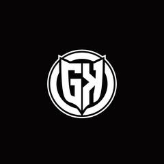 GK Logo monogram with shield and circluar shape design tamplate