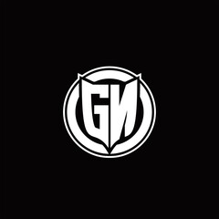 GN Logo monogram with shield and circluar shape design tamplate