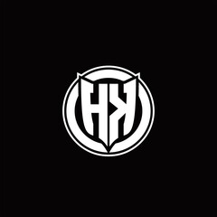 HK Logo monogram with shield and circluar shape design tamplate