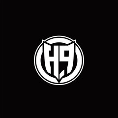 HP Logo monogram with shield and circluar shape design tamplate