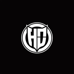 HO Logo monogram with shield and circluar shape design tamplate