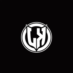 LK Logo monogram with shield and circluar shape design tamplate