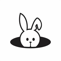 Cute Cartoon Rabbit in Hole Stock Vector