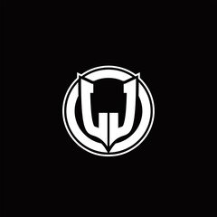 LJ Logo monogram with shield and circluar shape design tamplate