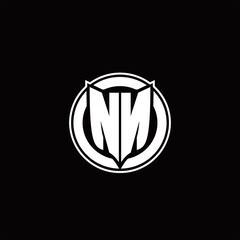 NN Logo monogram with shield and circluar shape design tamplate