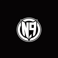 NP Logo monogram with shield and circluar shape design tamplate