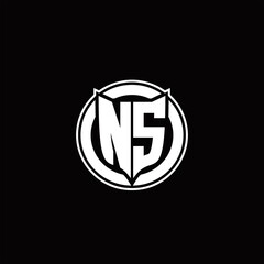 NS Logo monogram with shield and circluar shape design tamplate