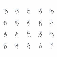 gesture and fingerprints vector icons set