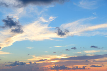 Beautiful colored cloudy evening sky.  Abstract sky background.