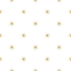 Seamless cute pattern with golden stars or sparkles on white background.