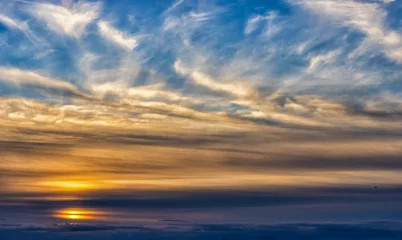 Foto op Plexiglas Autumn sunset sky with clouds © fotosenukas