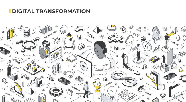 Digital Transformation Isometric Illustration