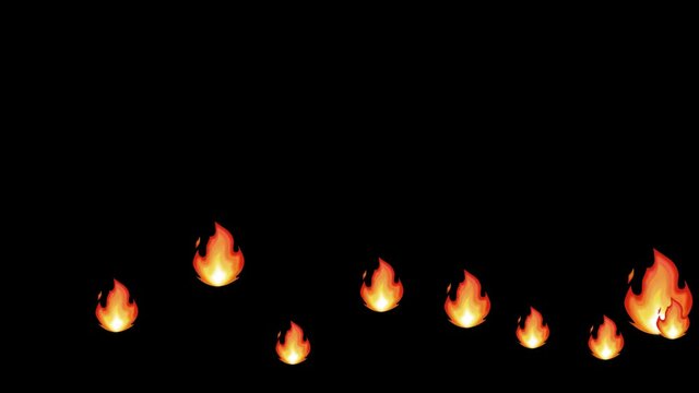 animation of fire icons floating on black background