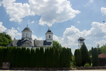 Saint mosaic in Orthodox monastery in Serbian national park Frushka Gora