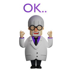 Professor Cartoon Picture showing double okay fingers
