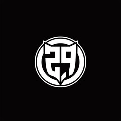 ZP Logo monogram with shield and circluar shape design tamplate