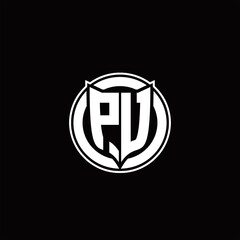 PU Logo monogram with shield and circluar shape design tamplate