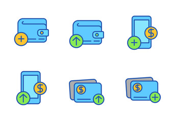 Set of top-up icon in linear color style isolated on white background