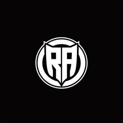RA Logo monogram with shield and circluar shape design tamplate