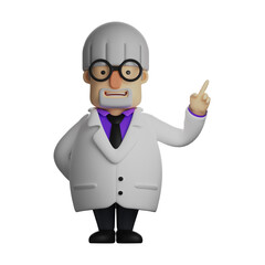 Charismatic Professor Cartoon 3D Illustration with a smiley face