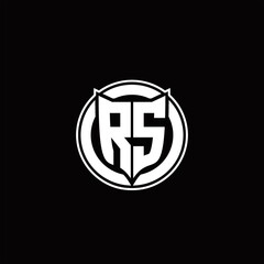 RS Logo monogram with shield and circluar shape design tamplate