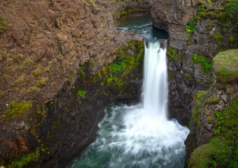Obraz premium Kolugljufur canyon and waterfall at the north of Iceland