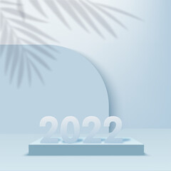 2022 Happy New Year with studio room background. Vector