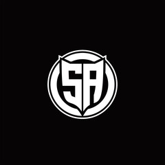 SA Logo monogram with shield and circluar shape design tamplate