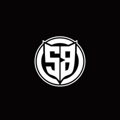 SB Logo monogram with shield and circluar shape design tamplate