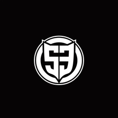 SE Logo monogram with shield and circluar shape design tamplate