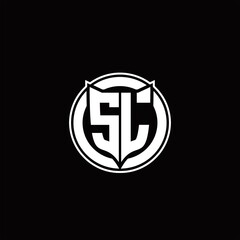 Naklejka premium SL Logo monogram with shield and circluar shape design tamplate