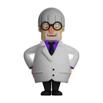 An Old Professor 3D Cartoon Picture with white hairs