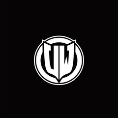 UW Logo monogram with shield and circluar shape design tamplate